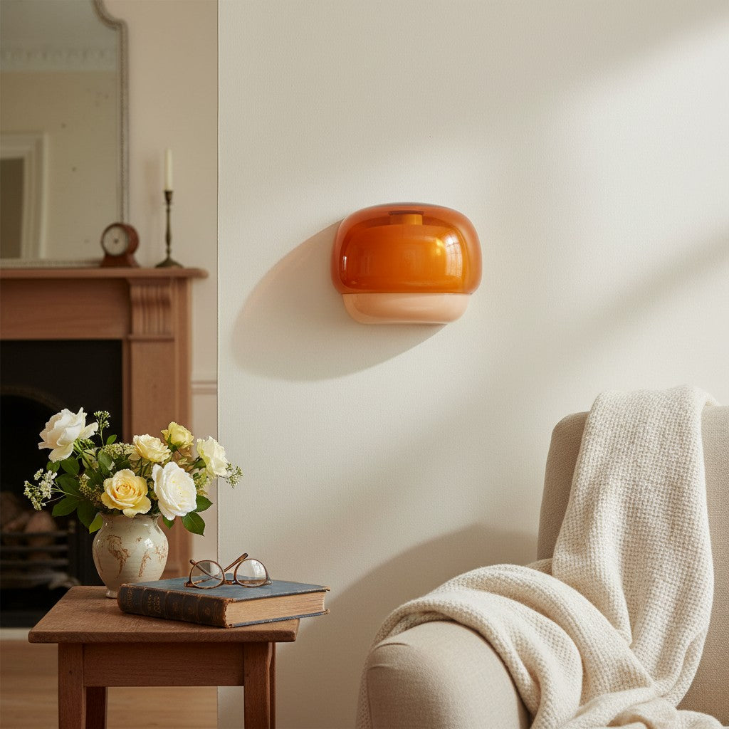 Clinco Colored Modern Vintage Glass Wall Lamp - Soft Mushroom Glow
