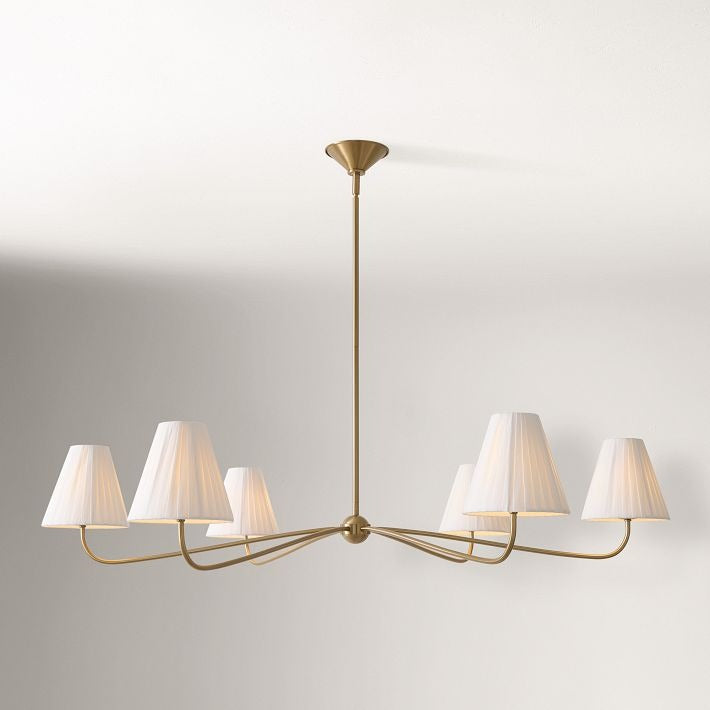 Fibura Modern Linen Chandelier - Metal Linear Light for Dining Room