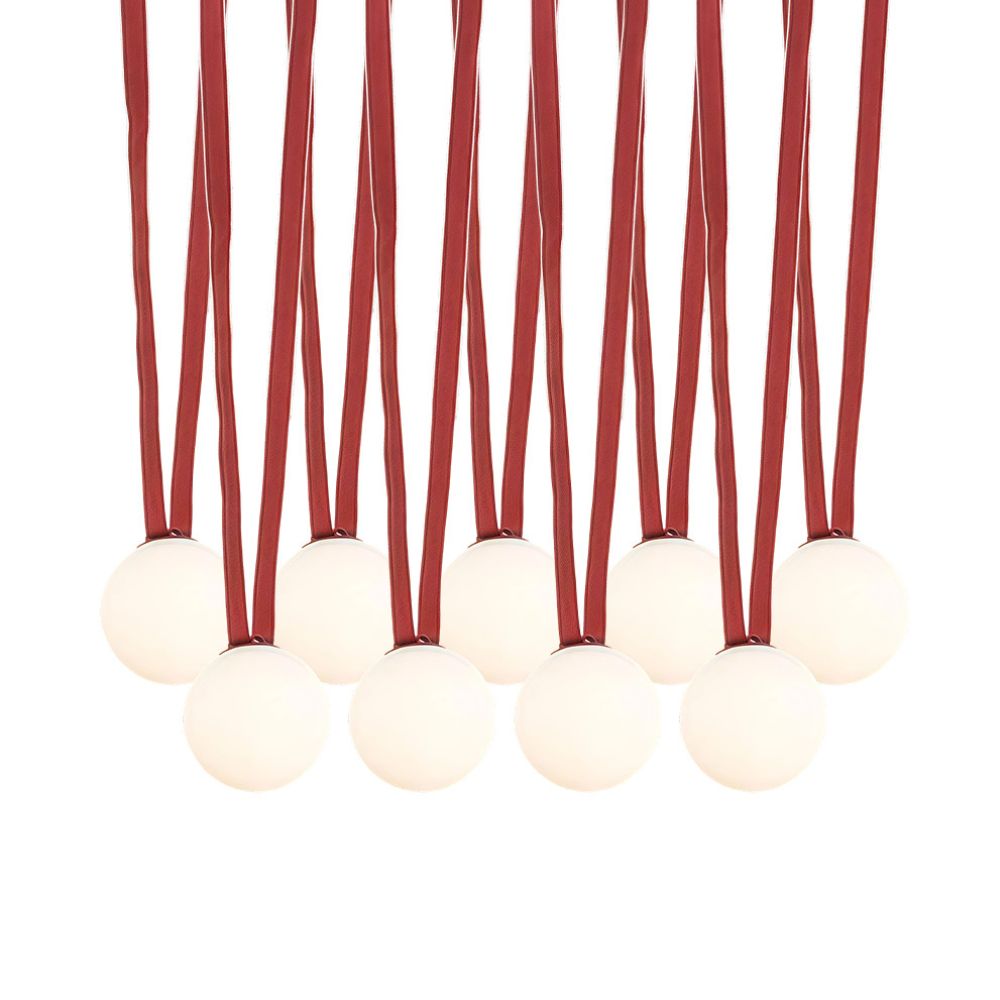 Modern Leather Pendant Light - Multiple Glass Orb Lamp for Dining Room