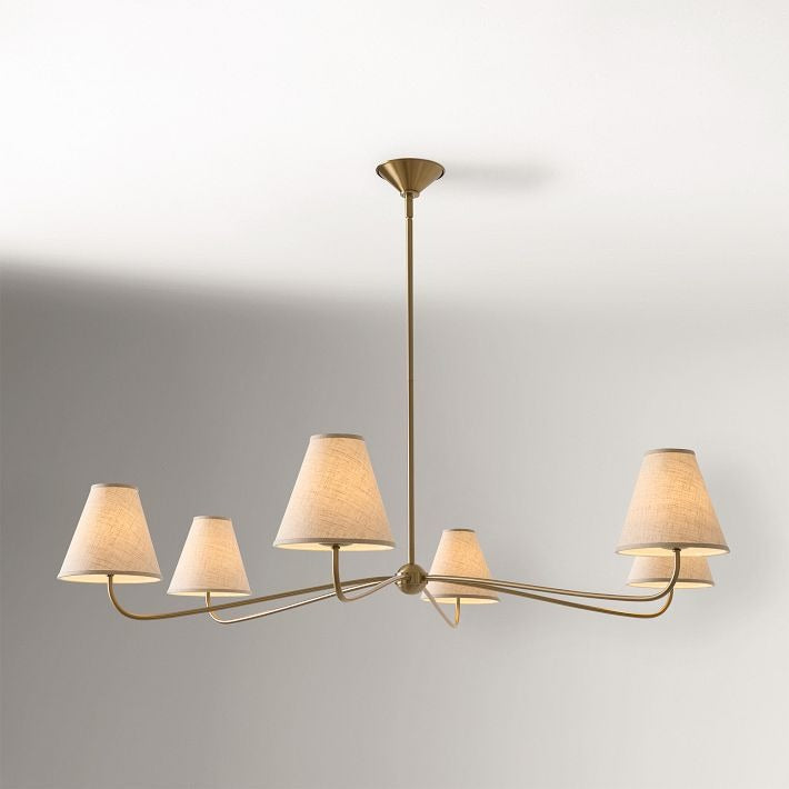Fibura Modern Linen Chandelier - Metal Linear Light for Dining Room