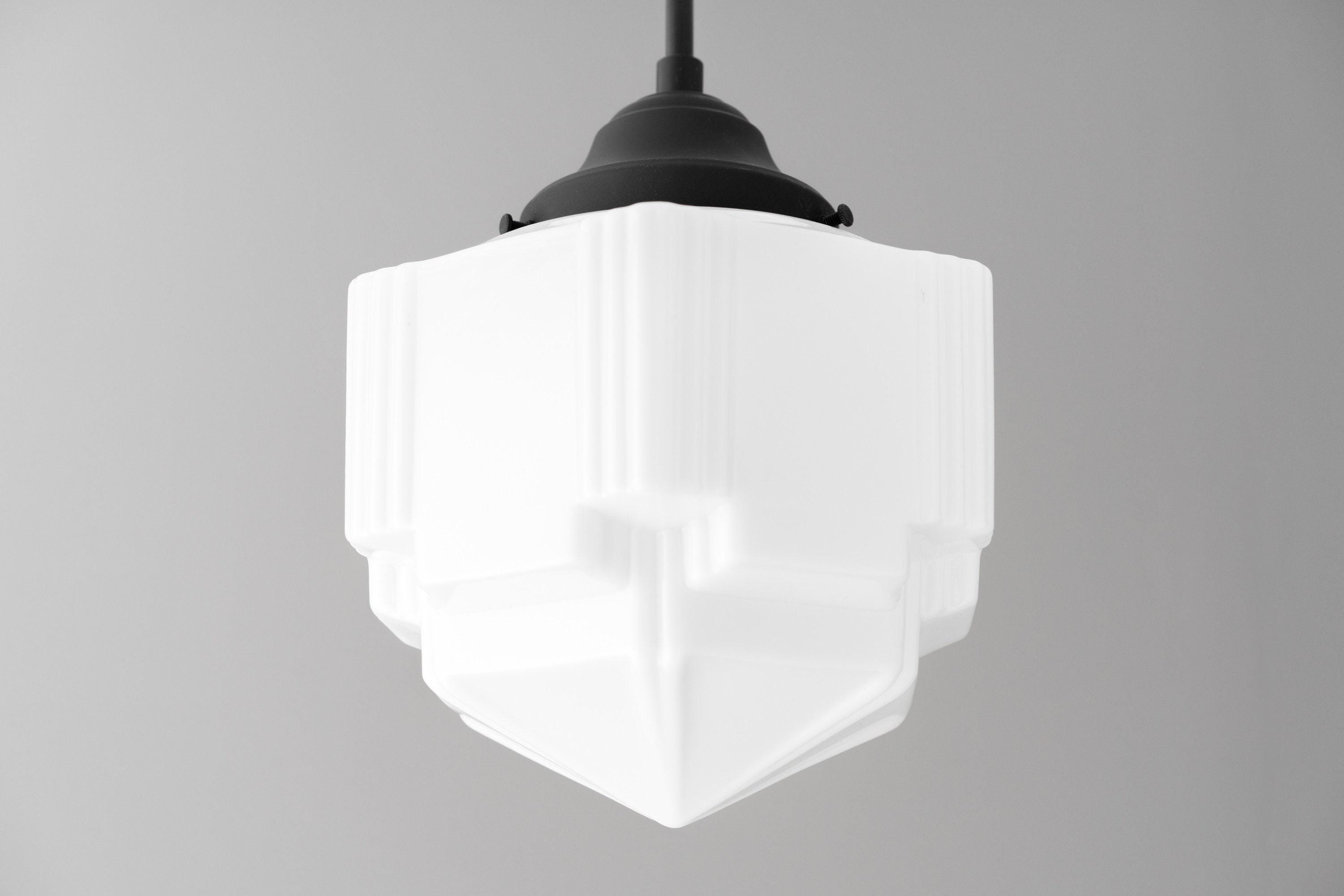 Geotower Glass Modern Pendant Light - Skyscraper Design - Brass or Black or Nickel Finish