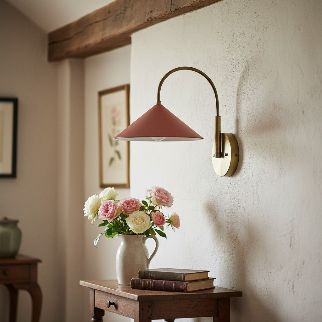 Curva Metal Vintage Wall Sconce  - Elegant Cone Shade for Bedrooms