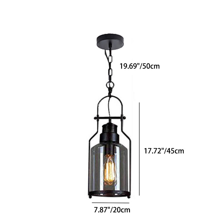 Industrial Black Smoked Glass Pendant Light