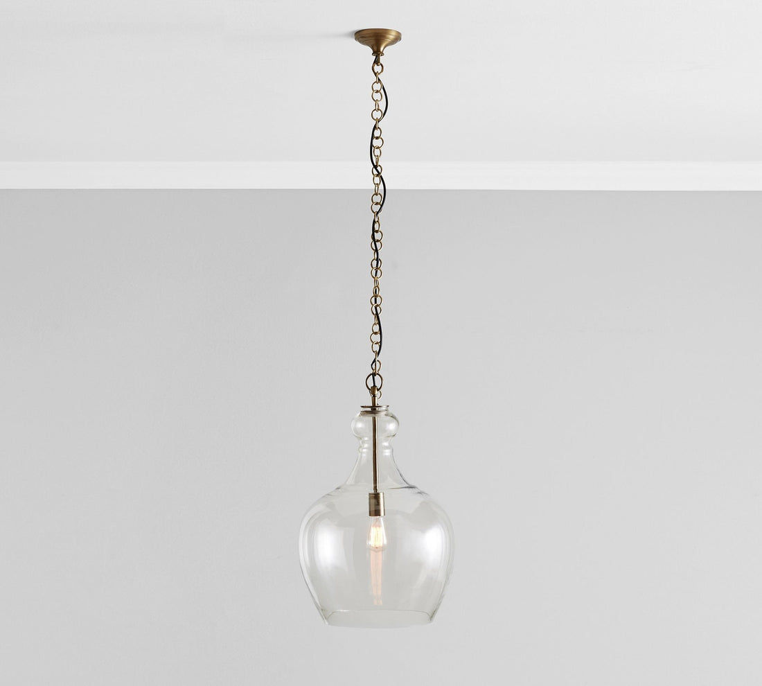 Suspension en verre Lawson – Verre recyclé et laiteux avec accents bronze