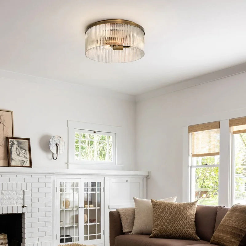Vintage Semi-Flush Mount Clear Glass Ceiling Light