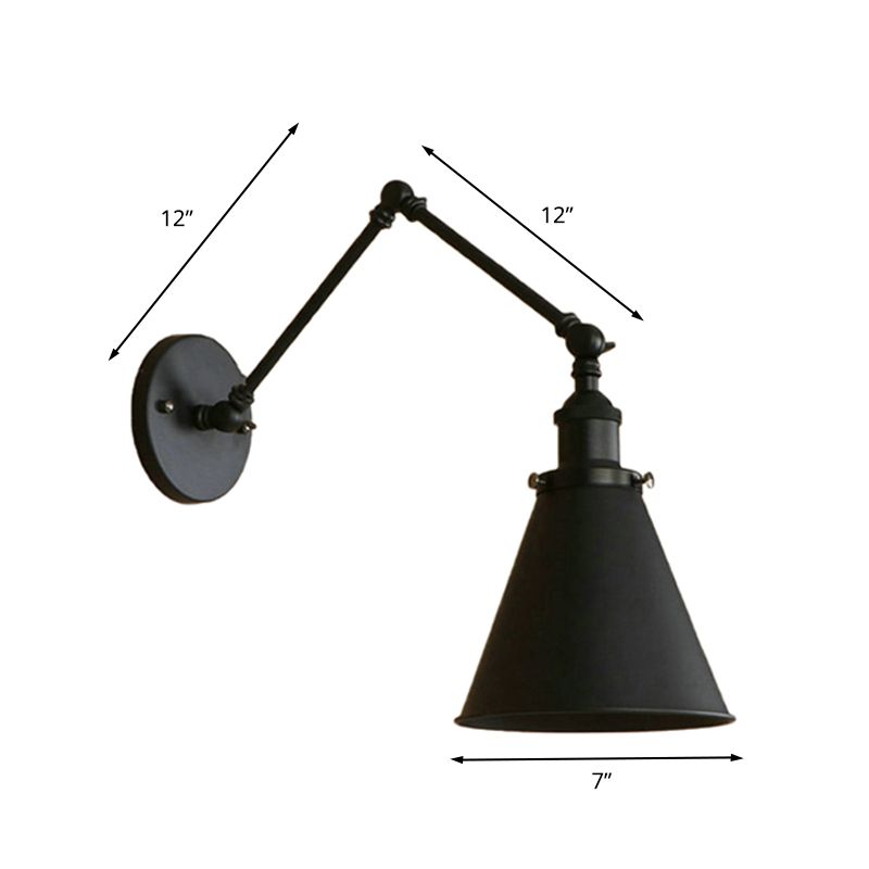 Adjustable Industrial Metal Wall Sconce with Long Articulated Arm