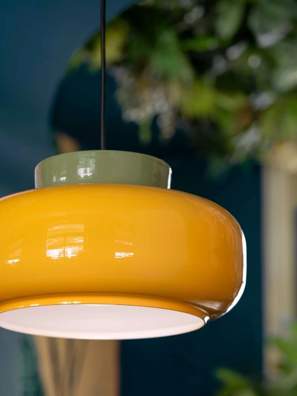 Ceramic and Glass Pendant Light - Disc Orb Maracanã - Bauhaus