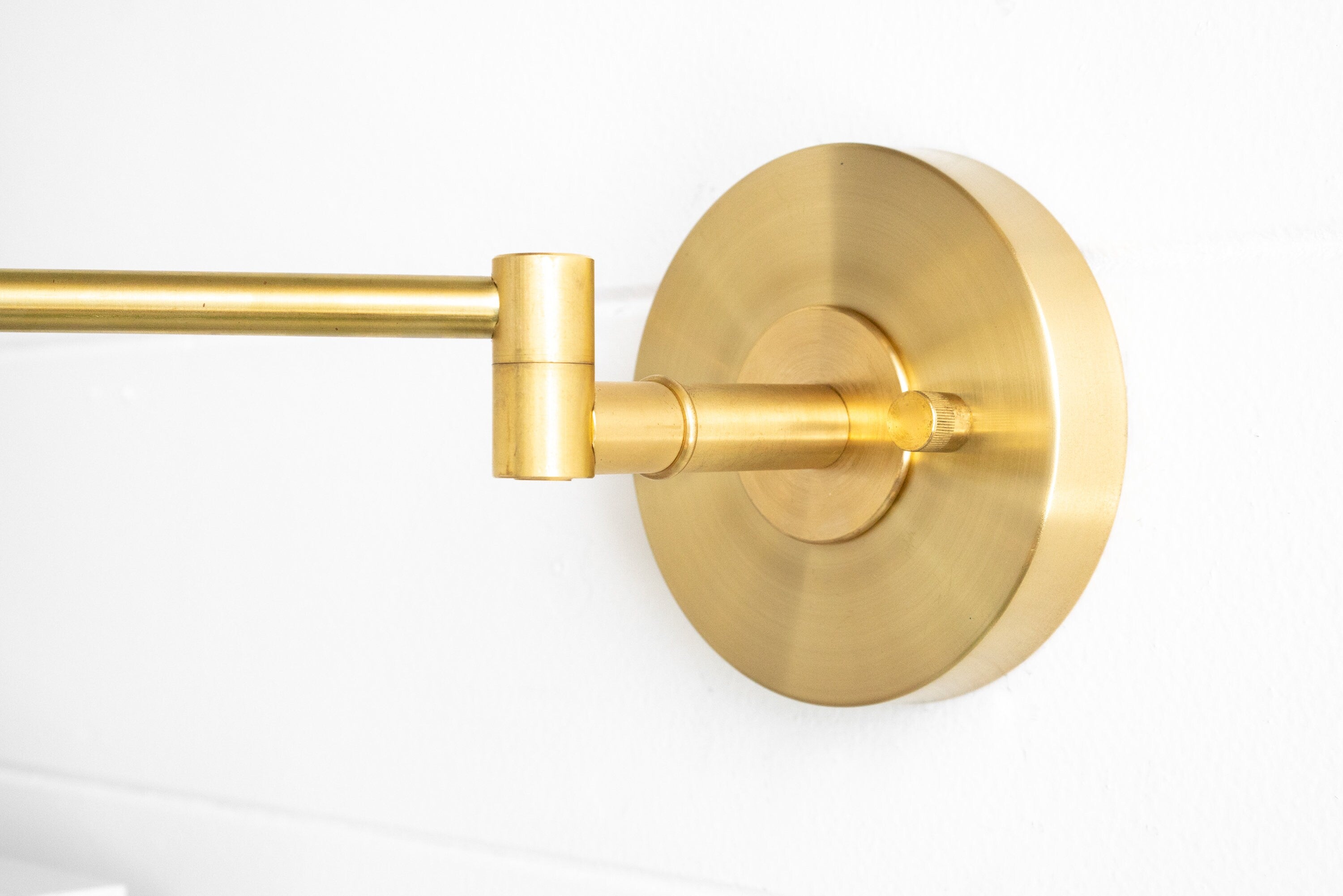 Ornato Luxe Brass Schoolhouse Sconce - Art Deco Wall Light with White Shade