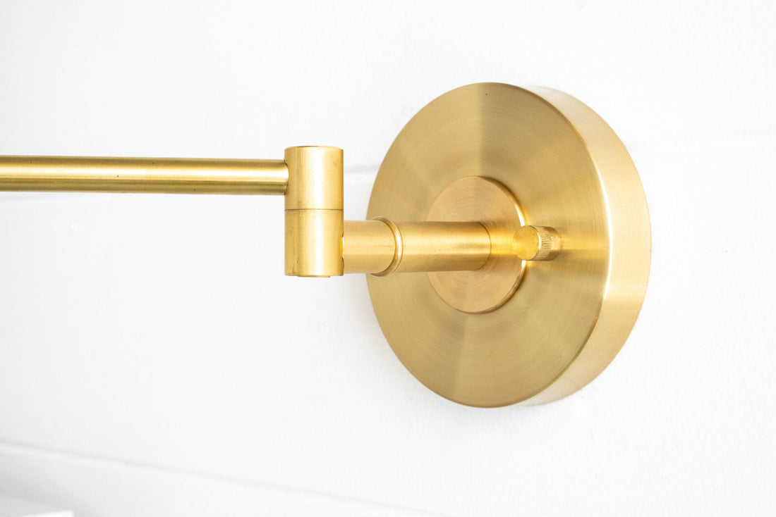 Ornato Luxe Brass Schoolhouse Sconce - Art Deco Wall Light with White Glass Shade