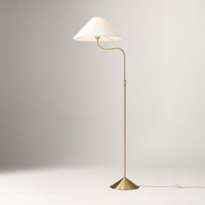 Fibura Champagne Bronze Floor Lamp - Elegant Linen Adjustable Lighting