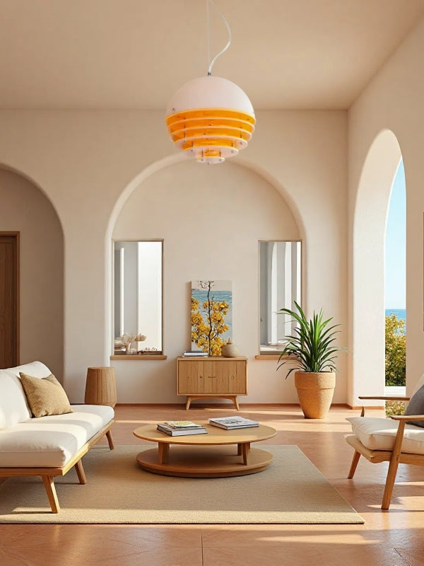 Glass & Acrylic Bauhaus Pendant - Elegant Sunset Glow Living Room Light