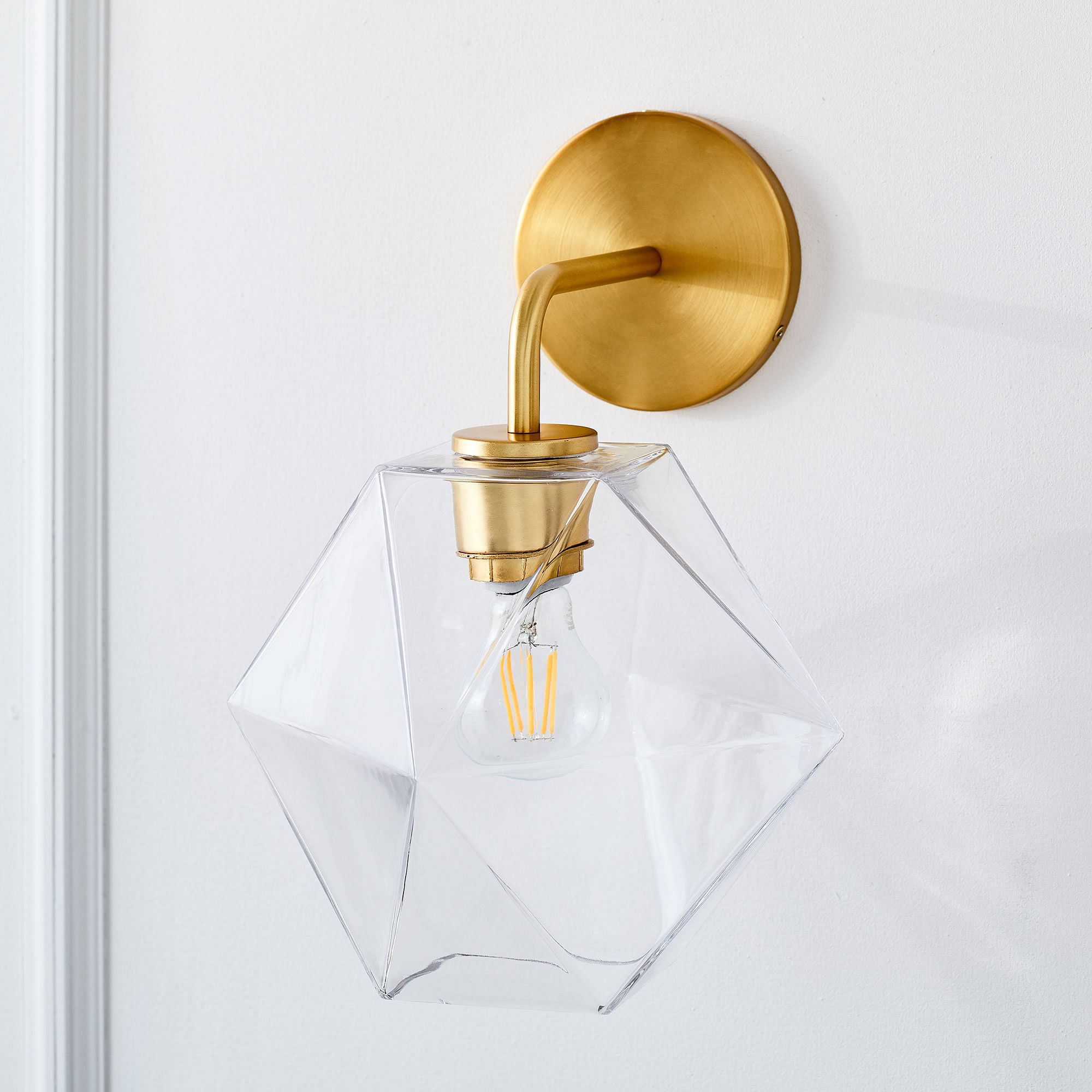 Talvior Geometric Modern Bathroom Sconce - Faceted Shade Light in Luxe Finishes