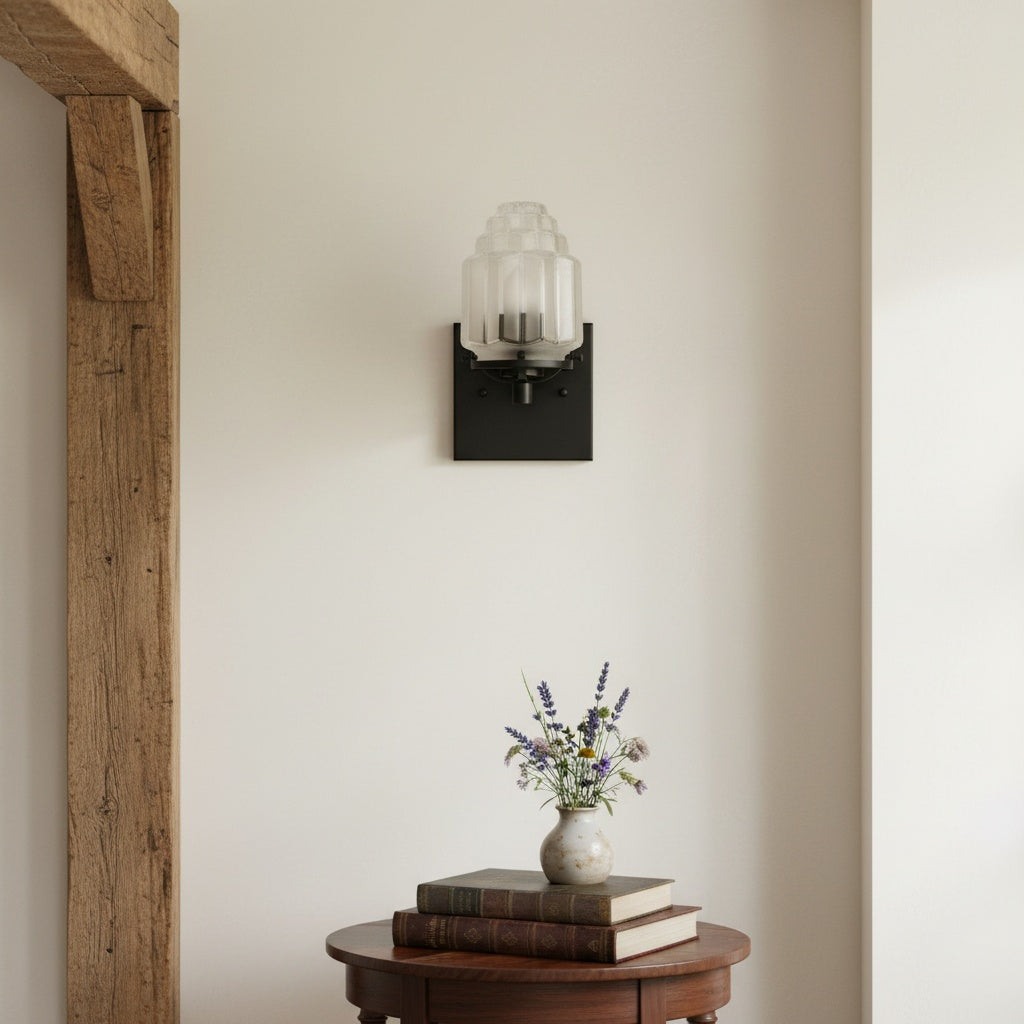 Tierlux Glass Art Deco Wall Sconce - Glass Frosted Globes with Skyscraper Globe