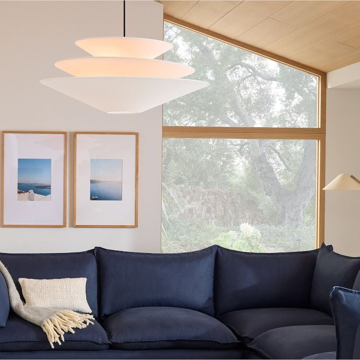 Solivara Linen Pendant Light - Modern Layered Lamp for Living Room