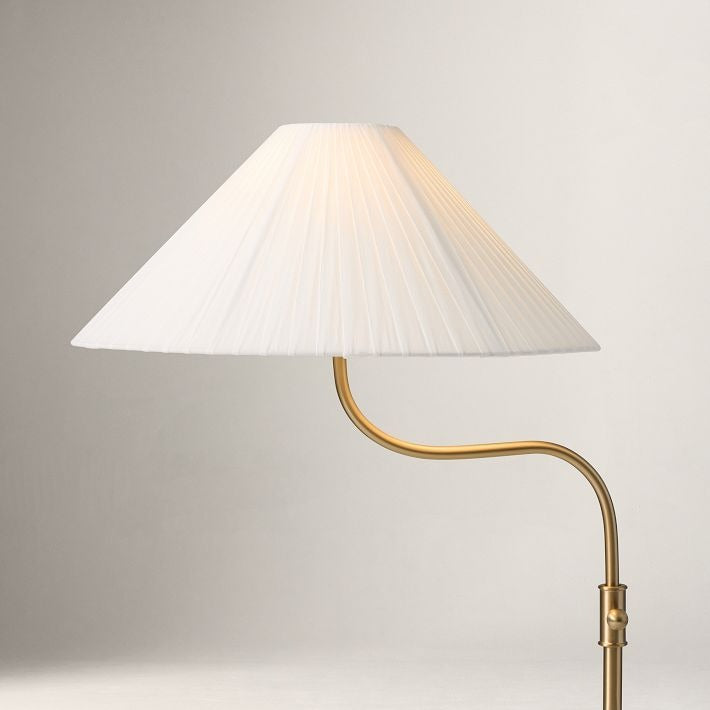 Fibura Champagne Bronze Floor Lamp - Elegant Linen Adjustable Lighting