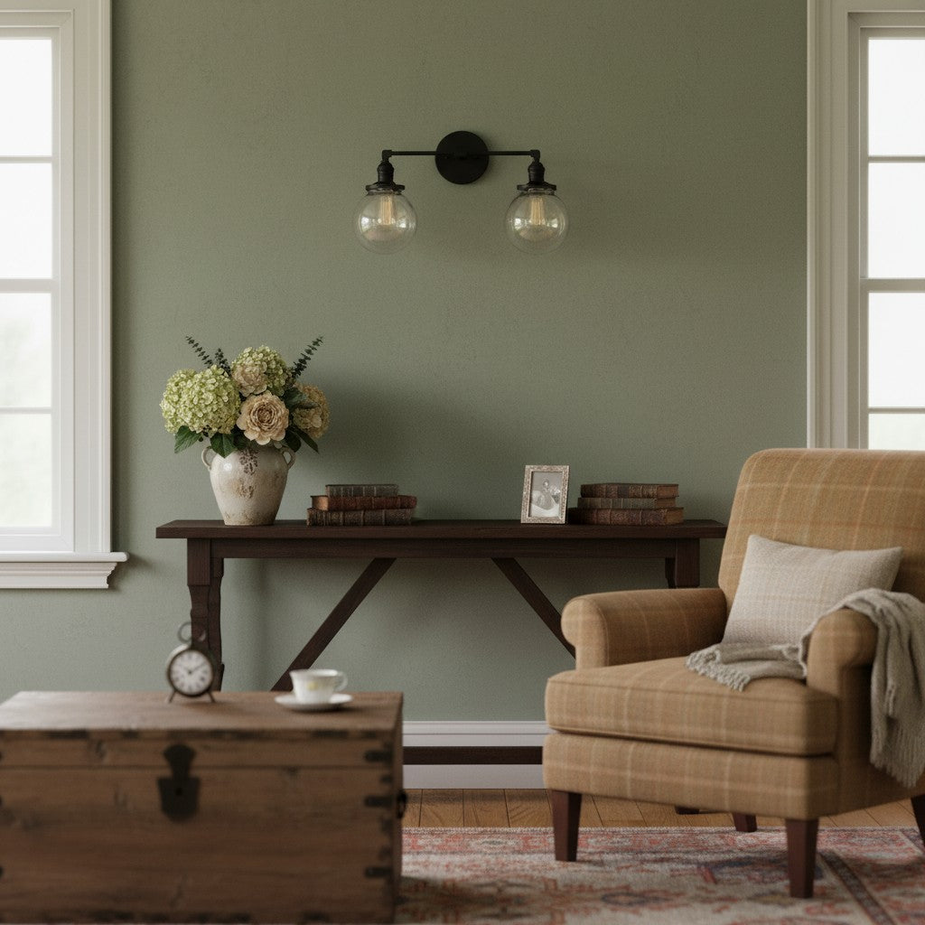 Lumio Globe Glass Globe Vanity Light - Modern Two Light Bathroom Sconce