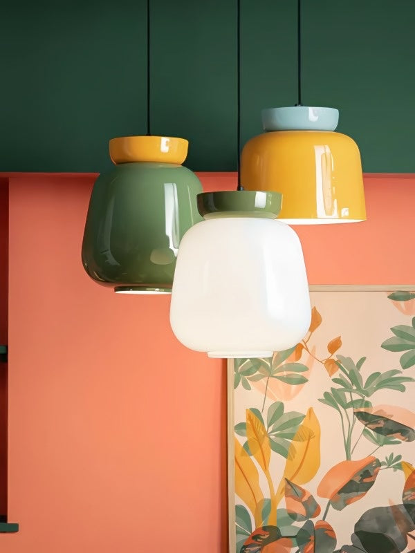 Colorful Brazilian Flag Ceramic Pendant Lamp Light Blue Poke Orange