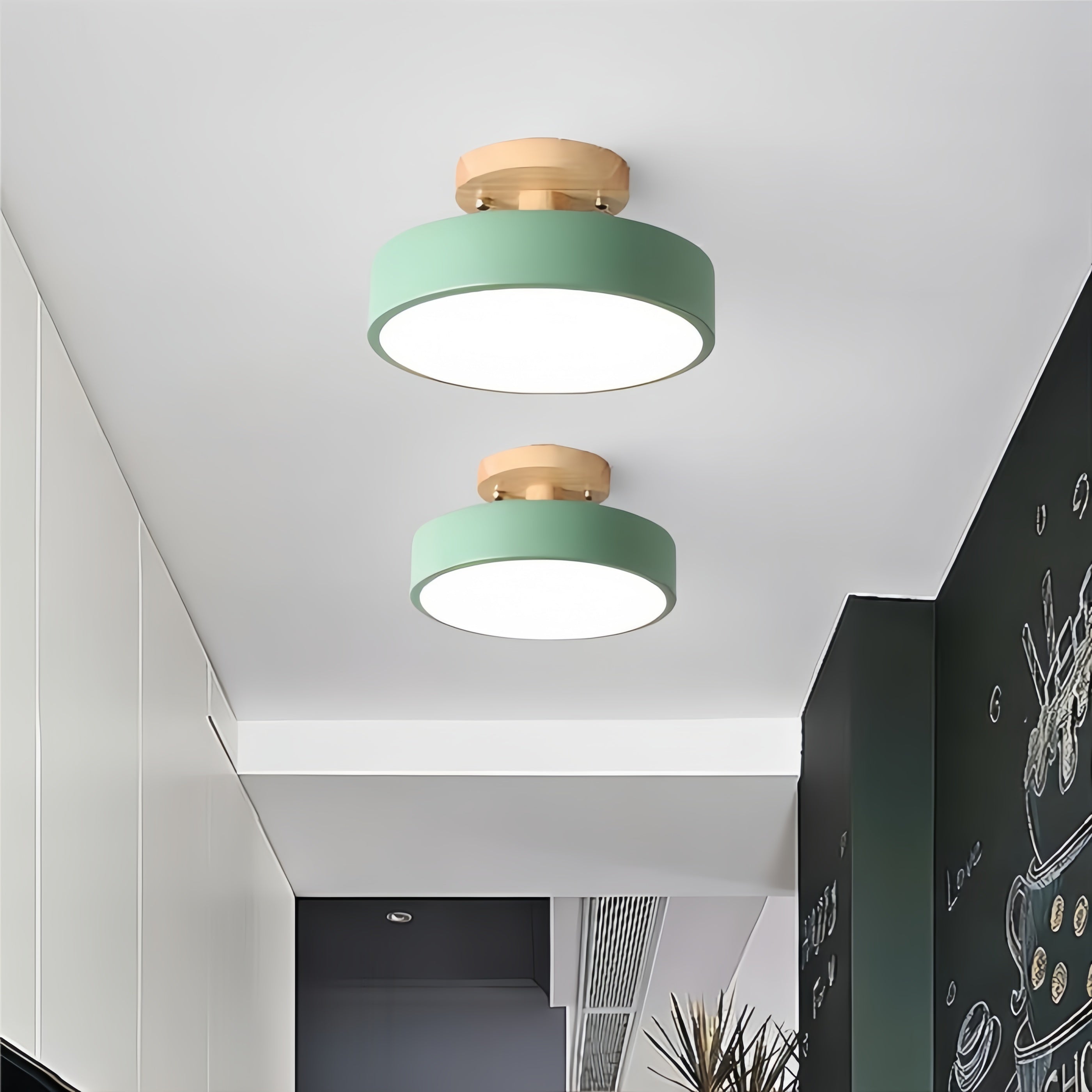 Macaroon Round Ceiling Lamp – Scandinavian Style Wooden Ceiling Light