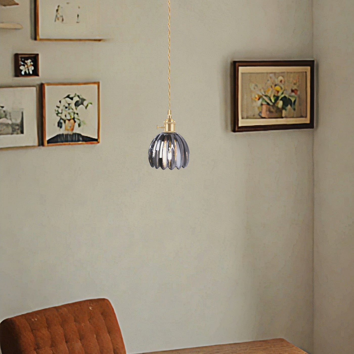 Japanese Flower Pendant Light – Glass Retro Fixture for Interiors