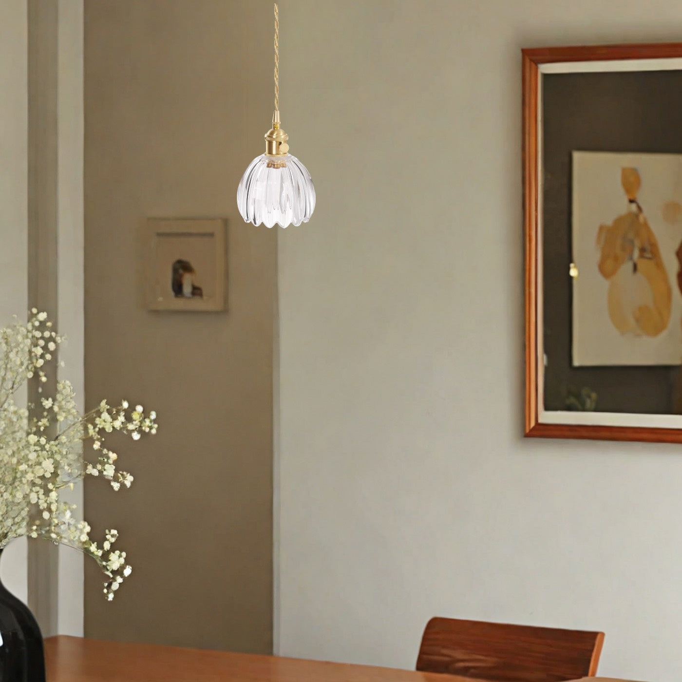 Japanese Flower Pendant Light – Glass Retro Fixture for Interiors