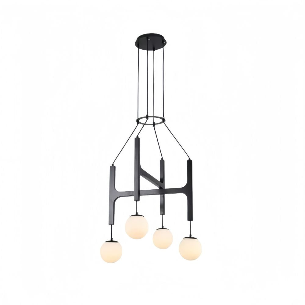Multiple Wood Sputnik Chandelier - Glass Bubble Ball Pendant for Modern Home