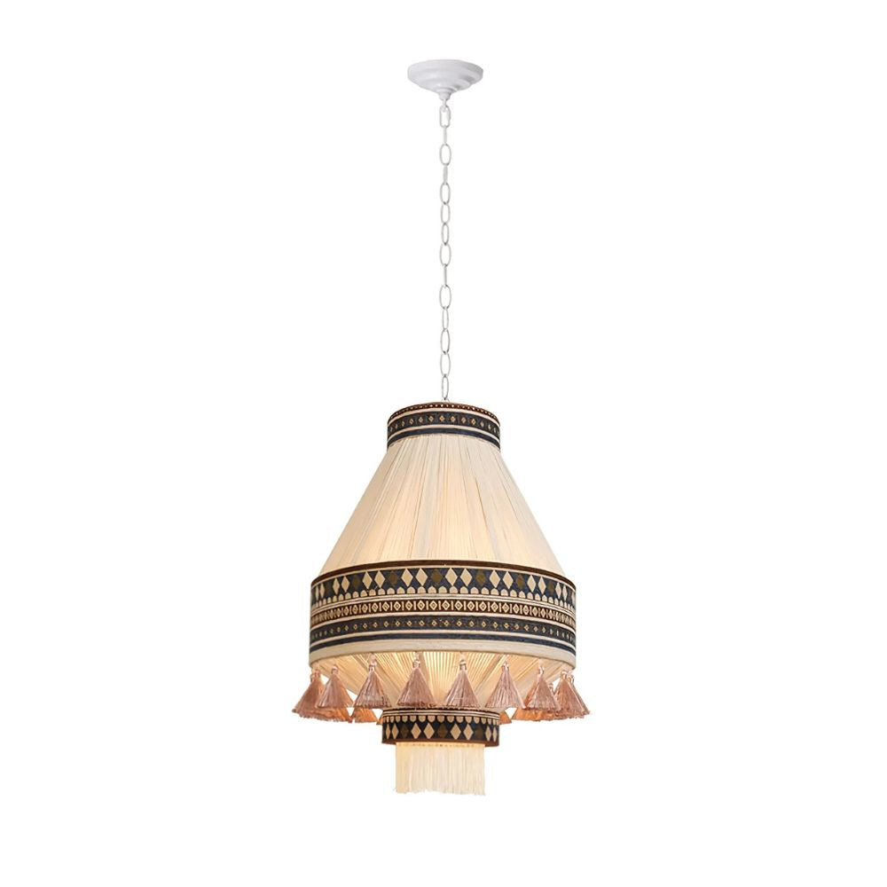 Bohemian Fringe Pendant Light - Lantern Cotton Light for Living Spaces