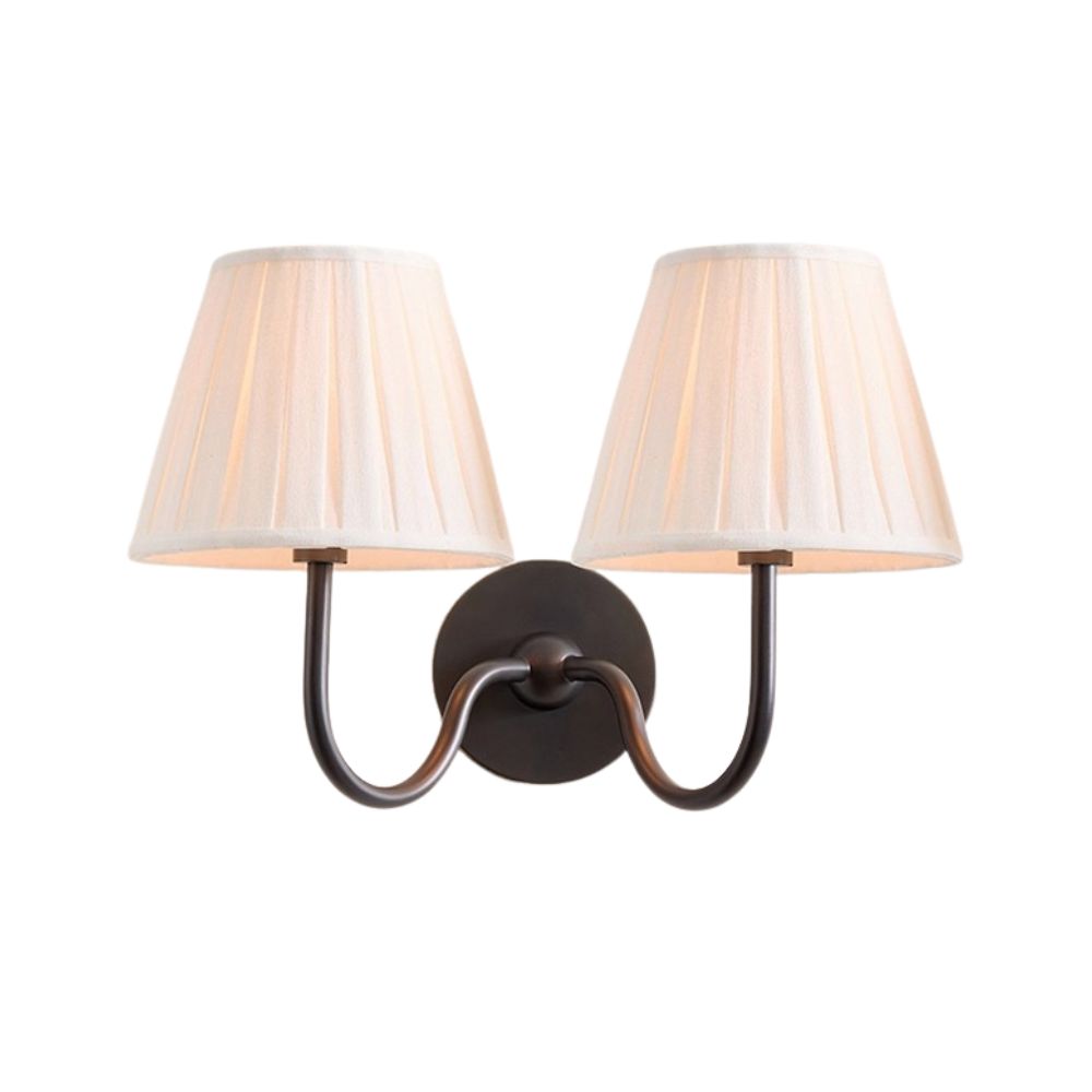 Pleated Linen Wall Sconce - Modern 2 light Fabric sconce for Bedroom