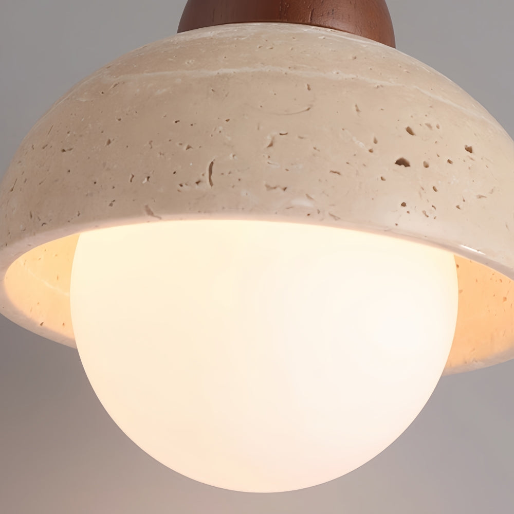 Travertine Pendant Light - Natural Organic Travertine Shade