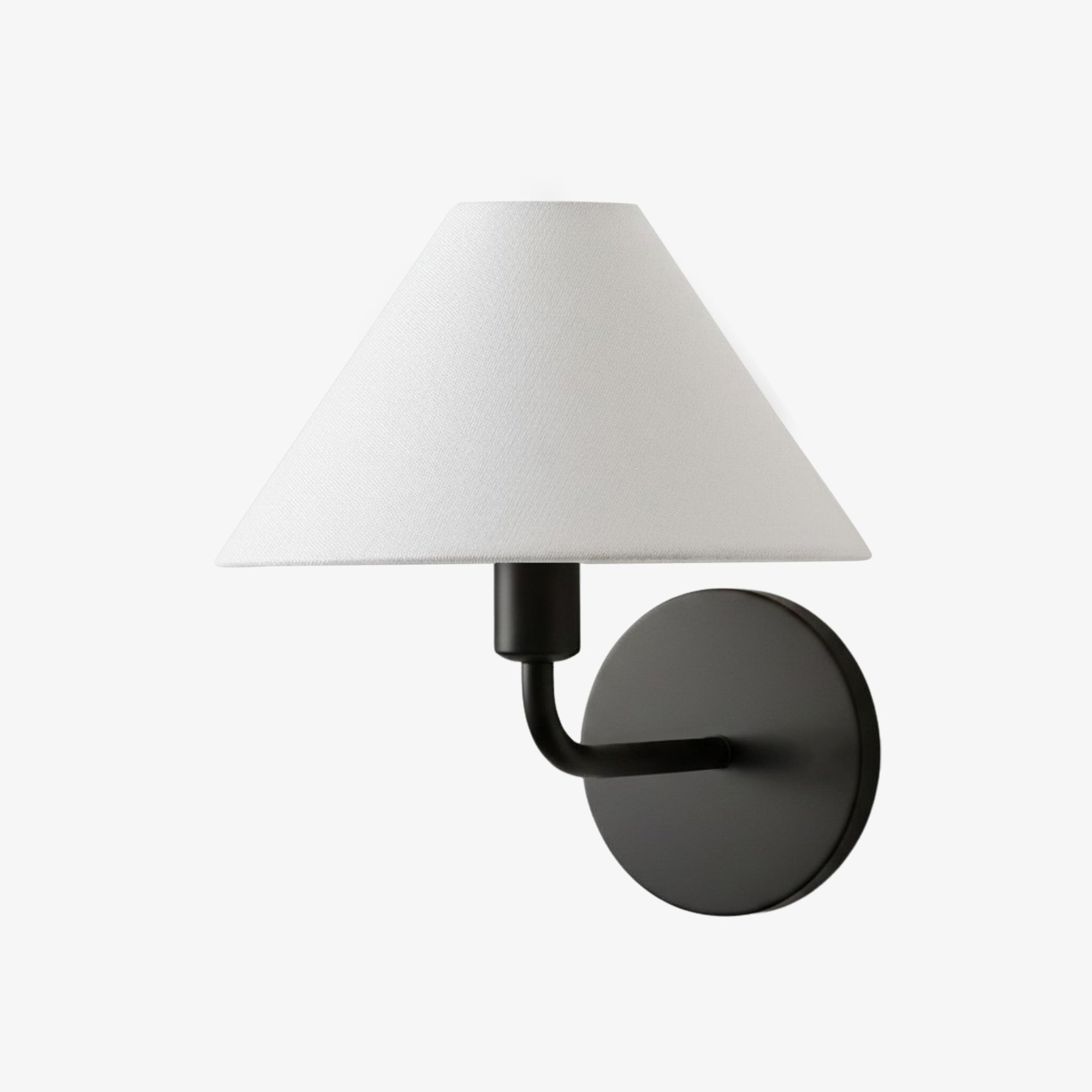 Diora Modern Brass Wall Sconce - Tapered Linen Shade Lamp for Bedroom