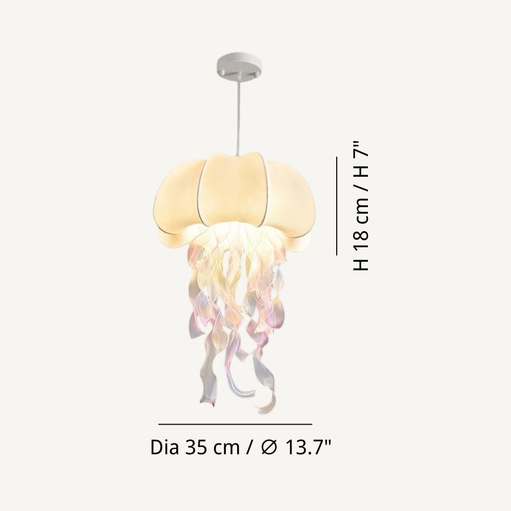 Jellyfish Fringe Pendant Light - Boho Fabric Pendant Light for Nursery