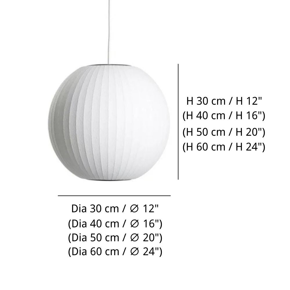 Suspension Nelson Bubble - Design emblématique avec abat-jour en soie