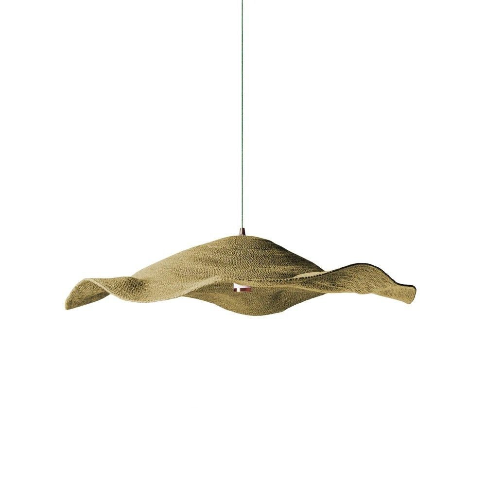 Natural Jute Pendant Light - Rechargeable Woven Curved Outdoor Lamp