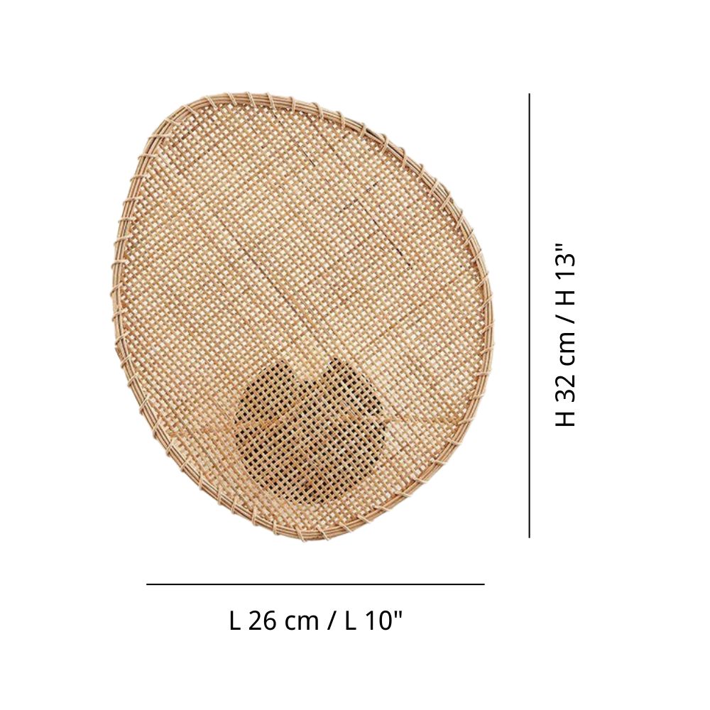 Rattan Wall Sconce - Boho Wicker Leaf Design Lighting