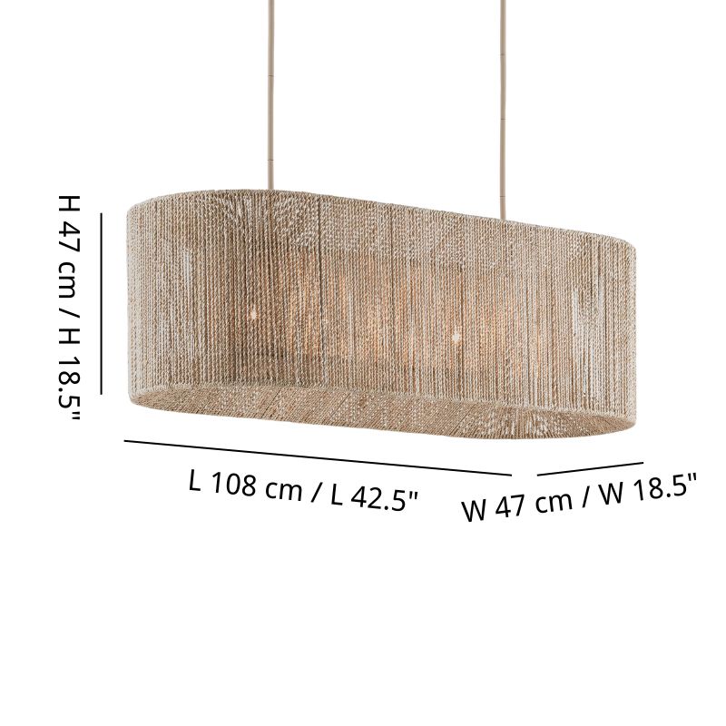 Abaca Rope Chandelier - Modern Linear Natural Fiber Design