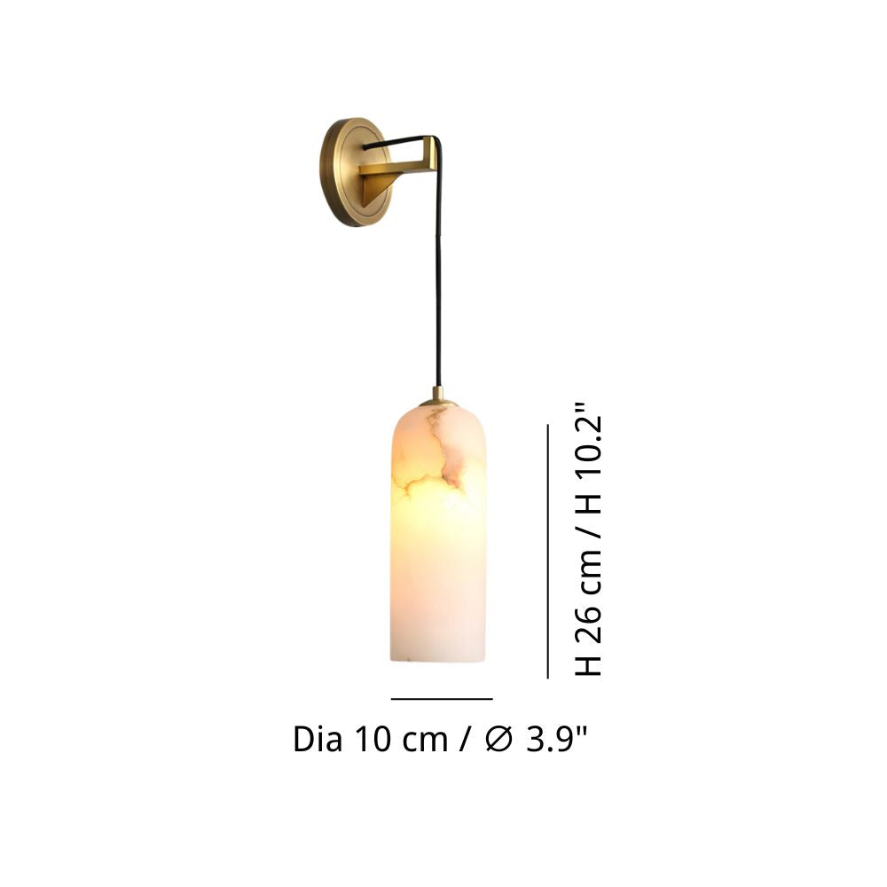 Alabaster Wall Light - Luxury Brass Cylinder Sconce for Bathroom