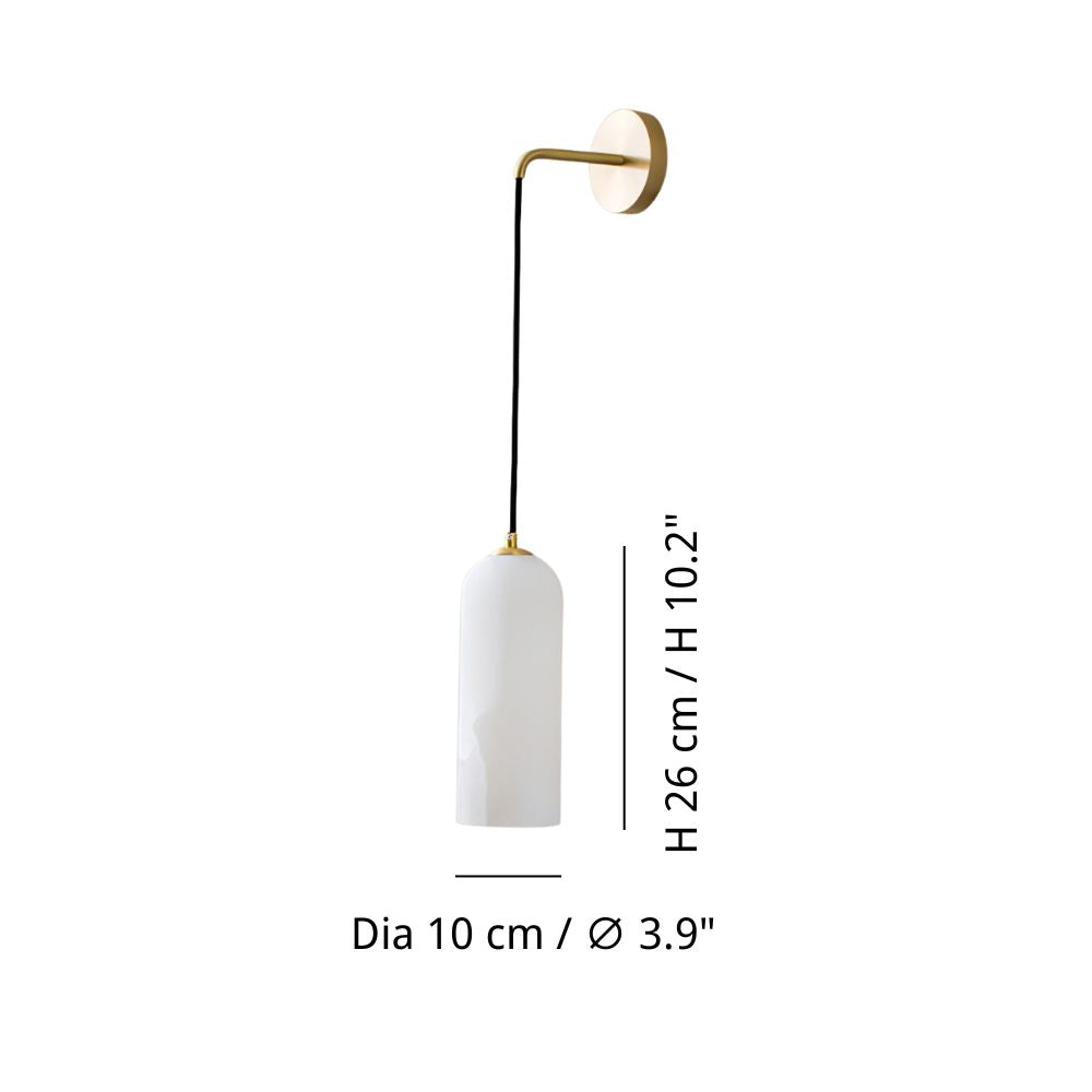 Alabaster Wall Light - Luxury Brass Cylinder Sconce for Bathroom