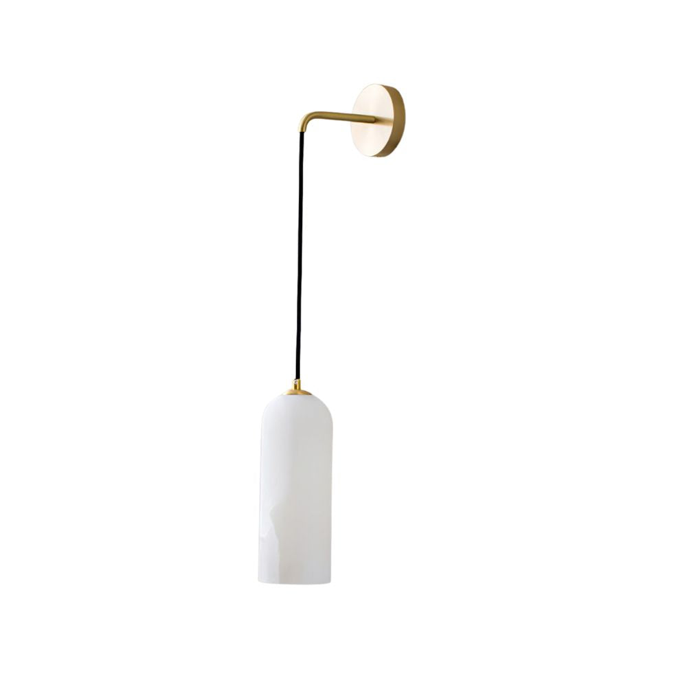 Alabaster Wall Light - Luxury Brass Cylinder Sconce for Bathroom