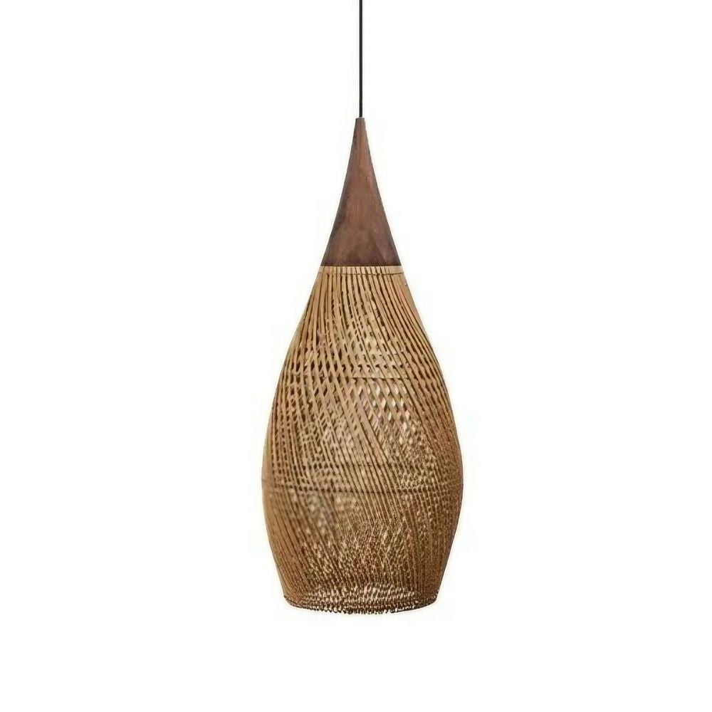 Outdoor Rattan Pendant light - Boho Braided Shade Fixture
