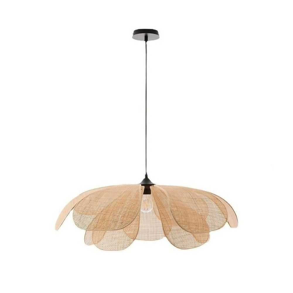 Rattan Petal Pendant Light - Natural Woven Ceiling Light for Bedroom