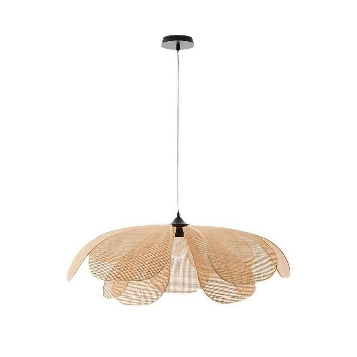 Rattan Petal Pendant Light - Natural Woven Ceiling Light for Bedroom