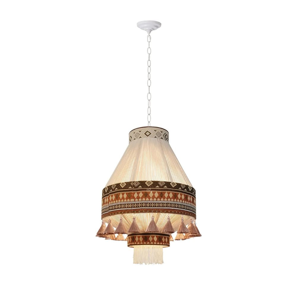 Bohemian Fringe Pendant Light - Lantern Cotton Light for Living Spaces