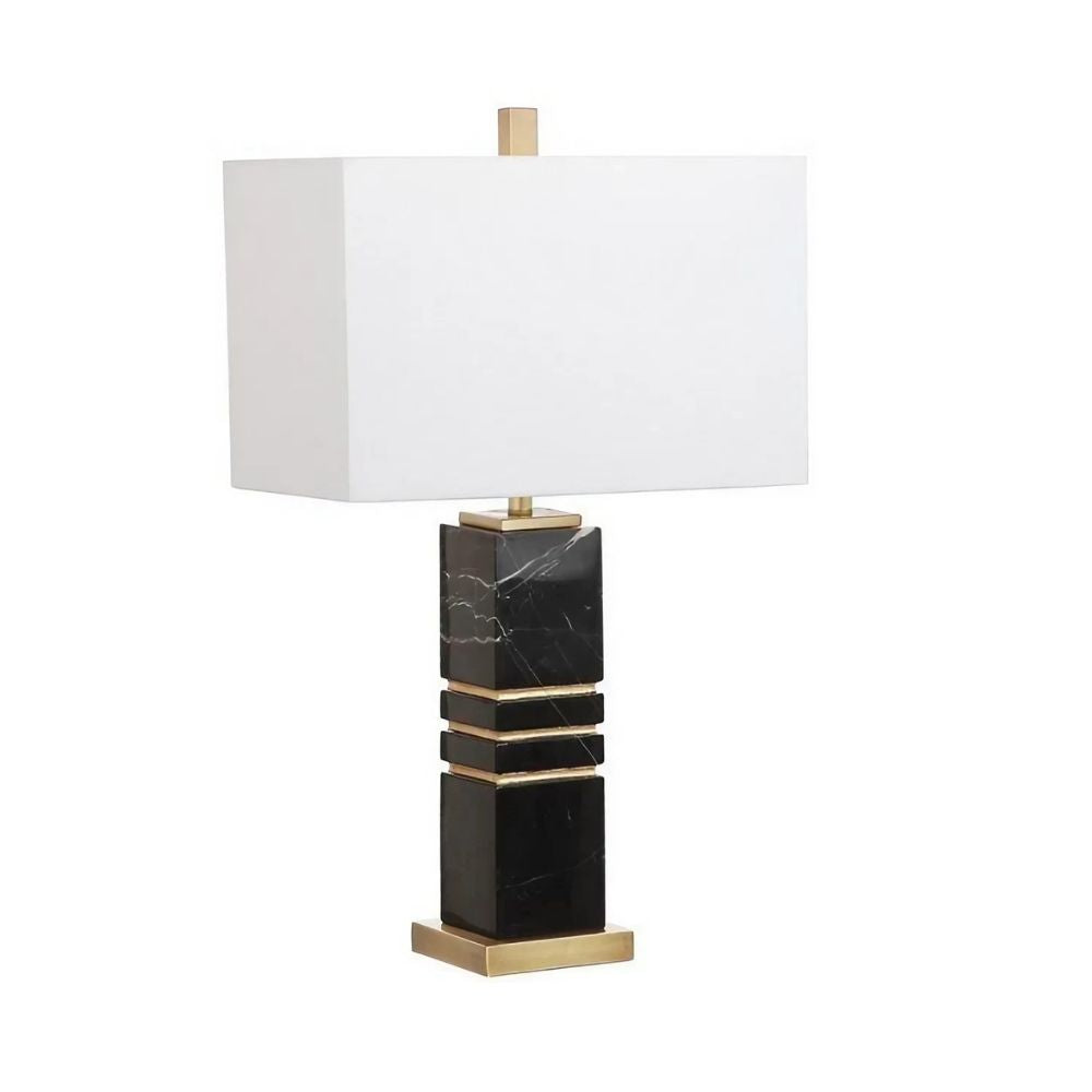 Black Marble Table Lamp - Luxury Polished Stone Base Design