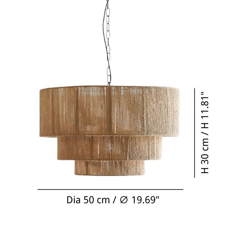 Rattan Boho Chandelier - Natural Rope Pendant Light Design