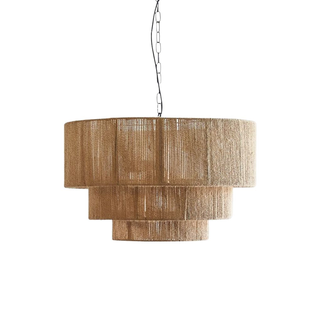 Rattan Boho Chandelier - Natural Rope Pendant Light Design