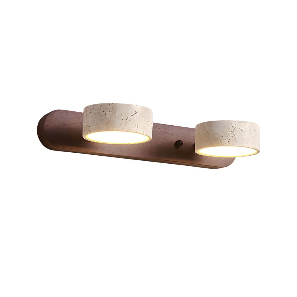 Wood Wall Sconce - Natural Travertine Duo Wall Light