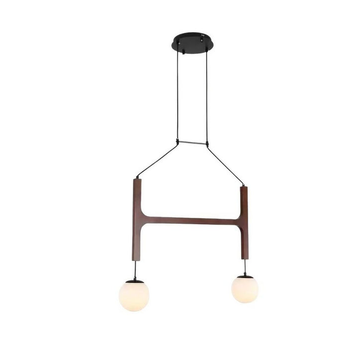 Multiple Wood Sputnik Chandelier - Glass Bubble Ball Pendant for Modern Home
