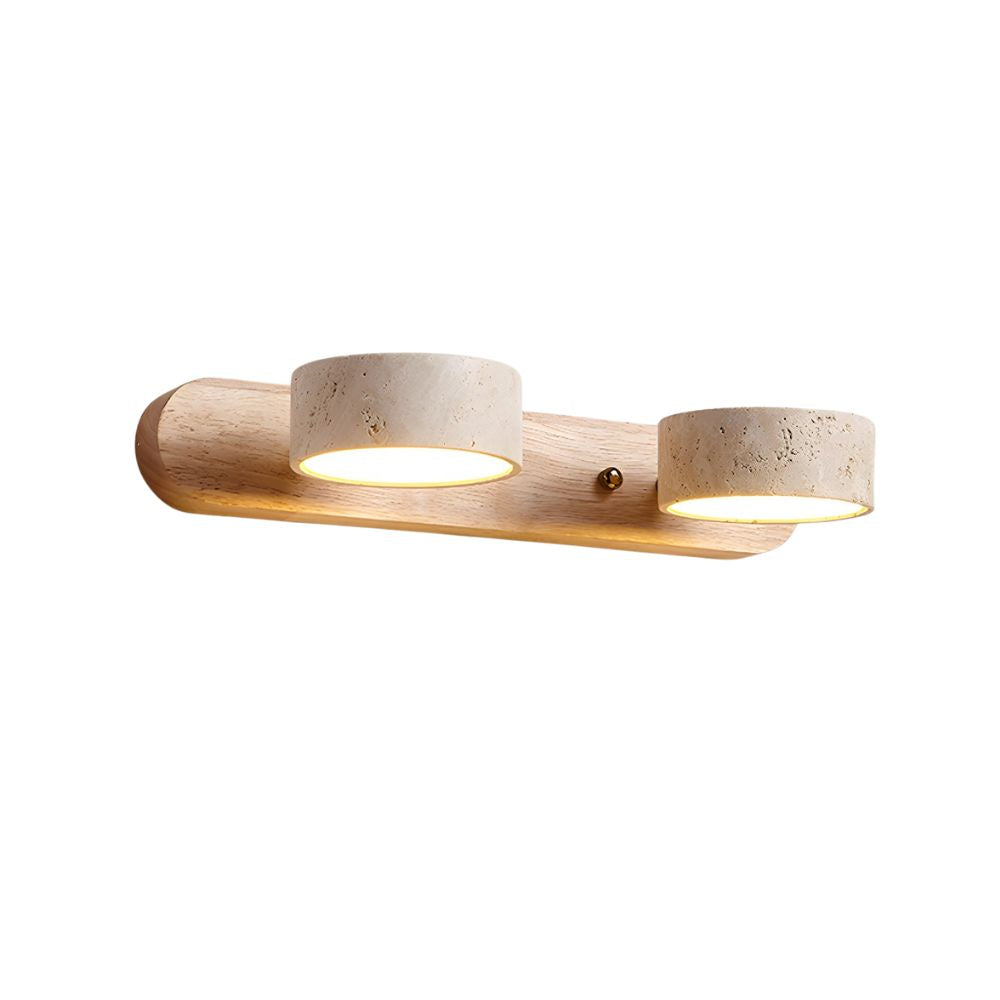 Wood Wall Sconce - Natural Travertine Duo Wall Light
