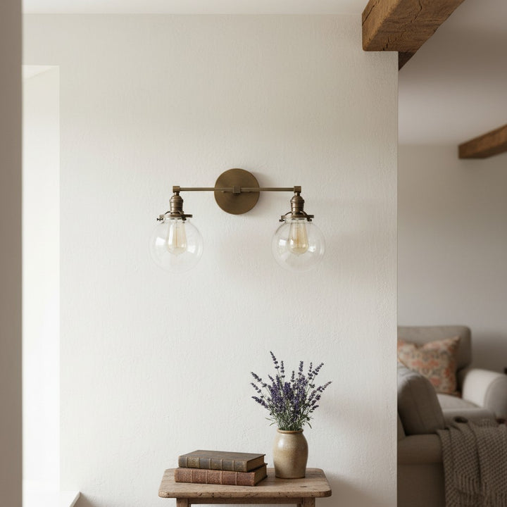 Lumio Globe Glass Globe Vanity Light - Modern Two Light Bathroom Sconce