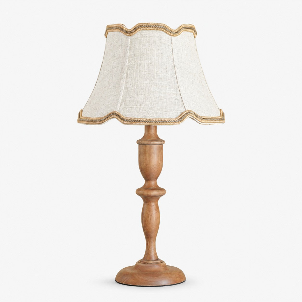 Vintage Fabric Table Lamp with Scalloped Shade