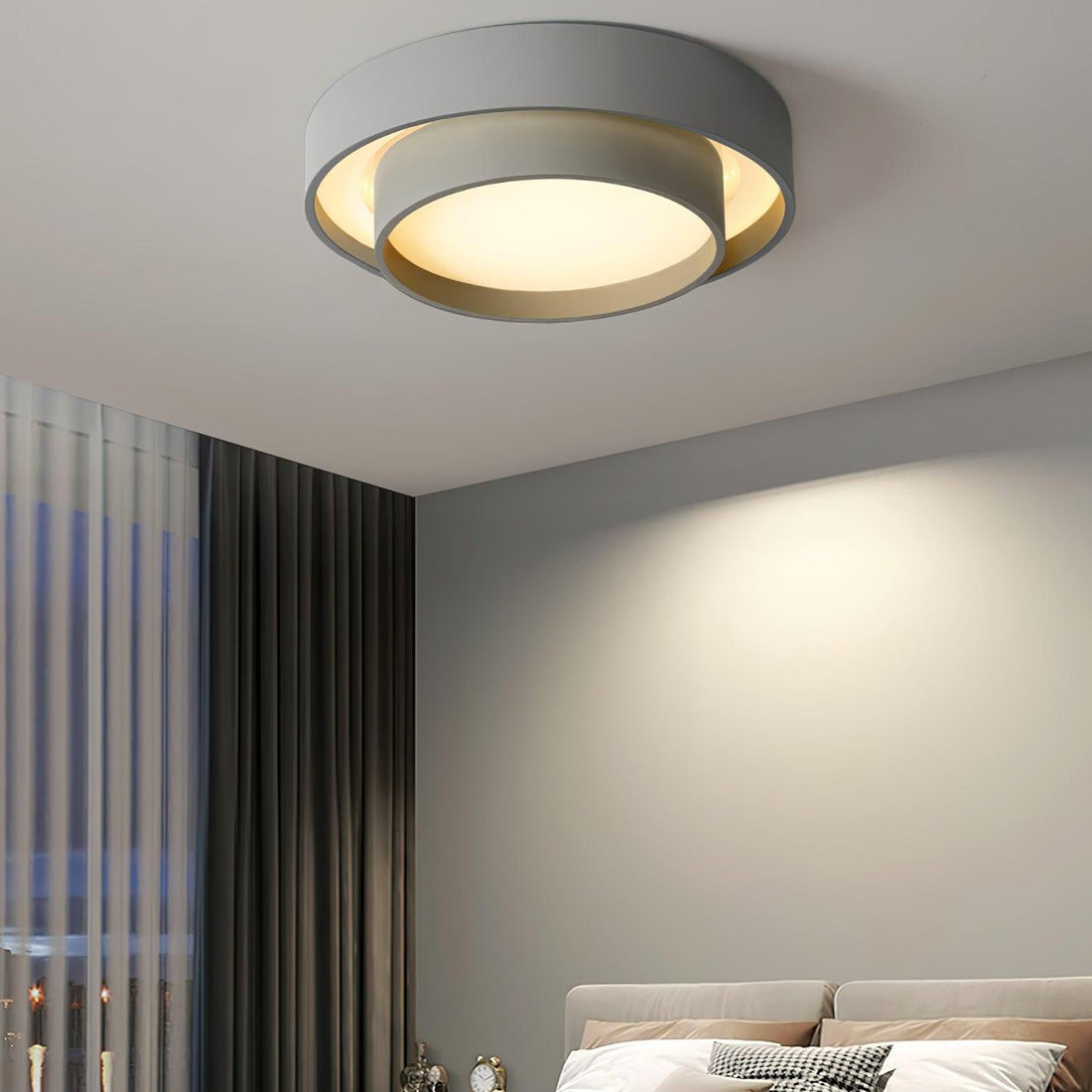 Plafonnier rond double couche – Design encastré en acrylique nordique